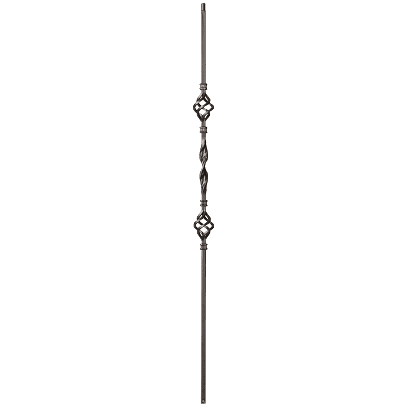 9013RS Single Ribbon and Double Basket Iron Balusters 1/2 Inch Bar