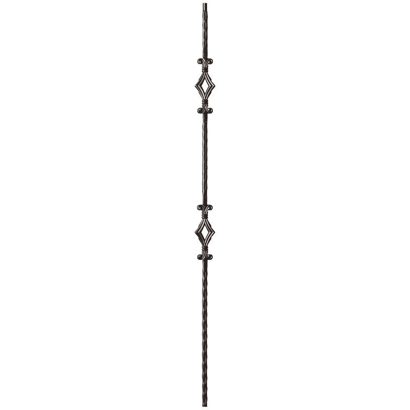 9041HF Double Diamond Hammered Face Iron Balusters 9/16 Inch