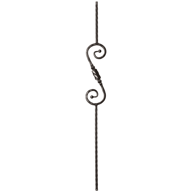 9047HF Scroll Hammered Face Iron Balusters 9/16 Inch