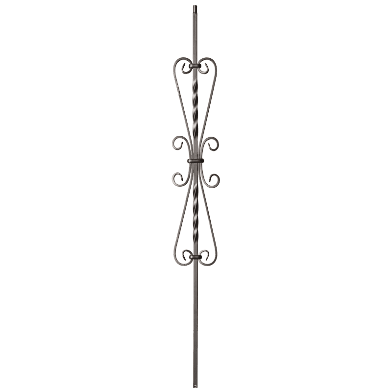 9057SS Scroll with Dragon Flies Iron Balusters 1/2 Inch Bar