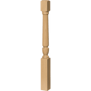 Bunker Hill Style Newel Post with 5 Inch Block Top and Interchangeable Finial