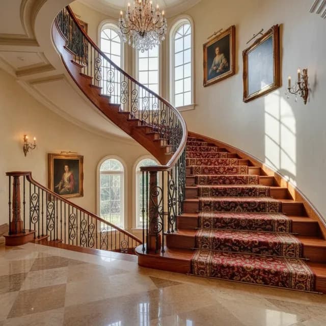 Premium oak staircase with iron balusters