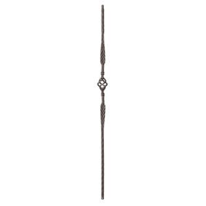 9023HE Double Feather Single Basket with Hammered Edge Bar Iron Balusters 9/16 Inch