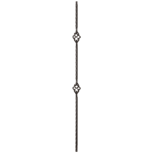 9028HE Double Basket with Hammered Edge Iron Balusters 9/16 Inch
