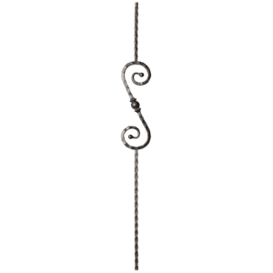 9034HF Scroll and Ball with Hammered Face Iron Balusters 9/16 Inch