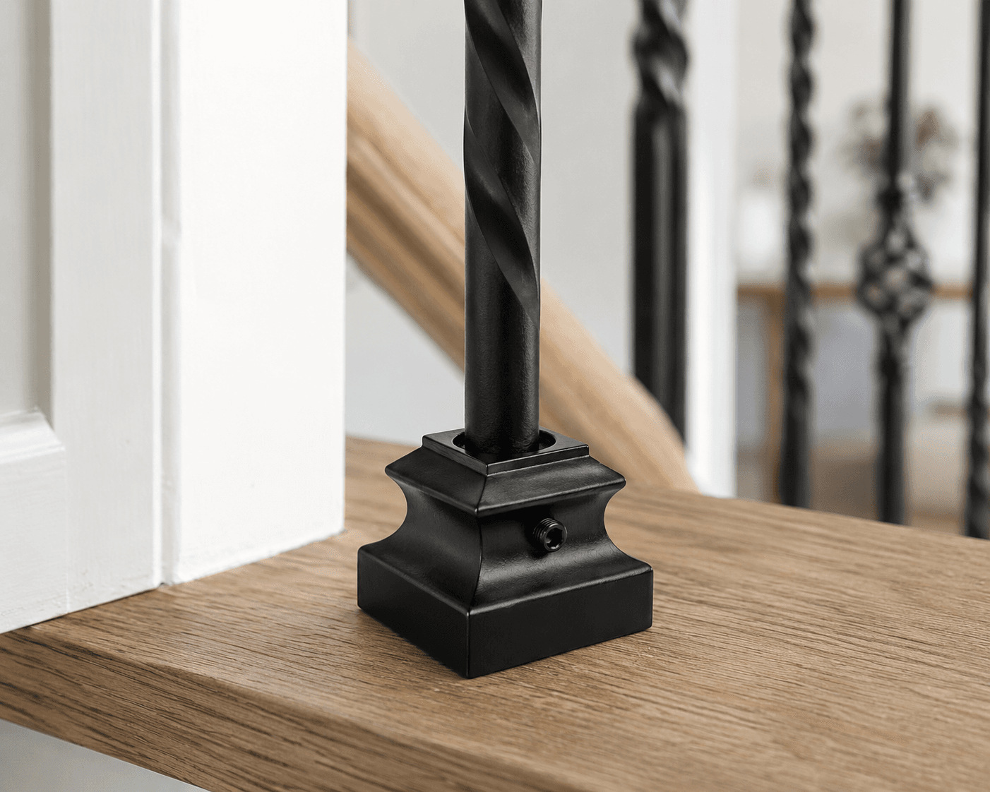 9062-R Satin Black Baluster Shoe With Round Hole for 9/16 round bar - Image 2